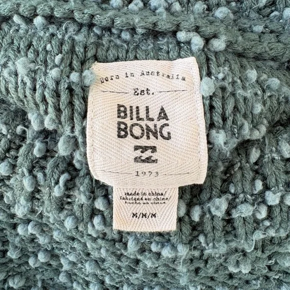 Billabong Off The Beat Nubby Sweater Medium Turquoise Long Sleeve - Picture 5 of 6